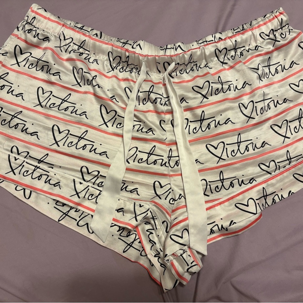 2019 Victoria’s Secret Logo Satin Feel Sleep Shorts Sz XL